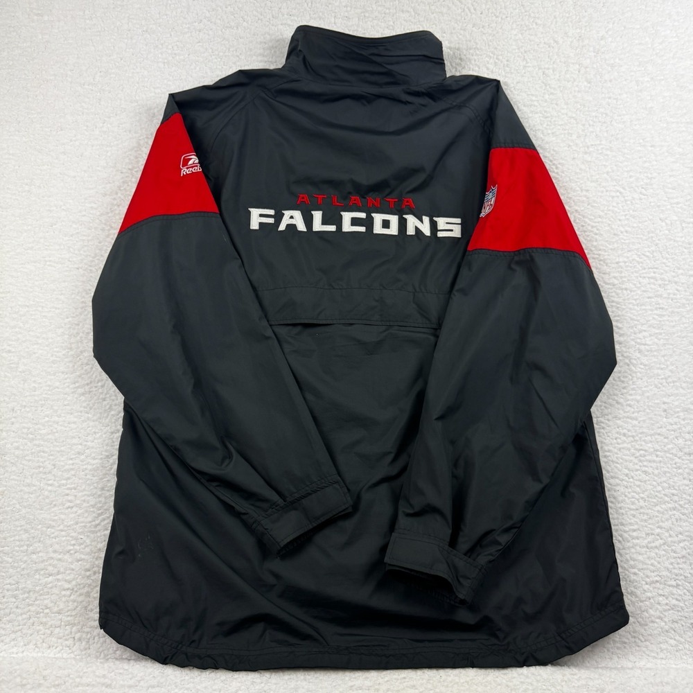 Reebok NFL Atlanta Falcons Football Rain Jacket Men Large Black Red Full Zip VTG - Picture 2 of 9